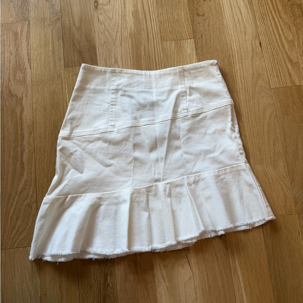 Asymmetric Denim Mini Skirt